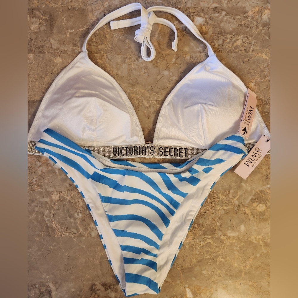 M/M VS Swim Shine Strap Triangle Bikini Top Brazilian Bikini Set